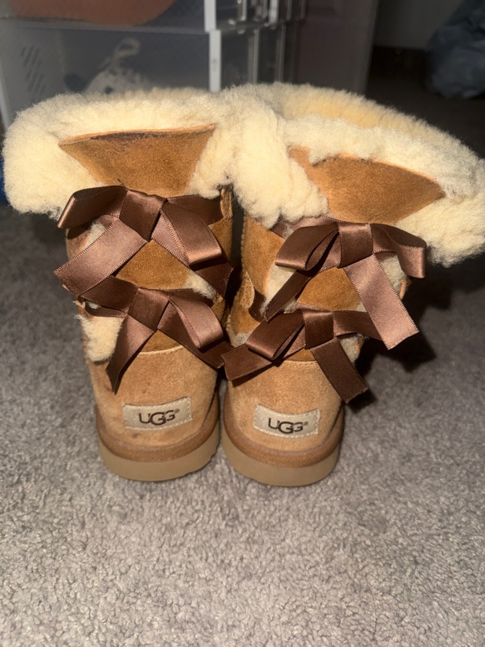 UGG Chestnut Shearling Bow-Back Short Boots